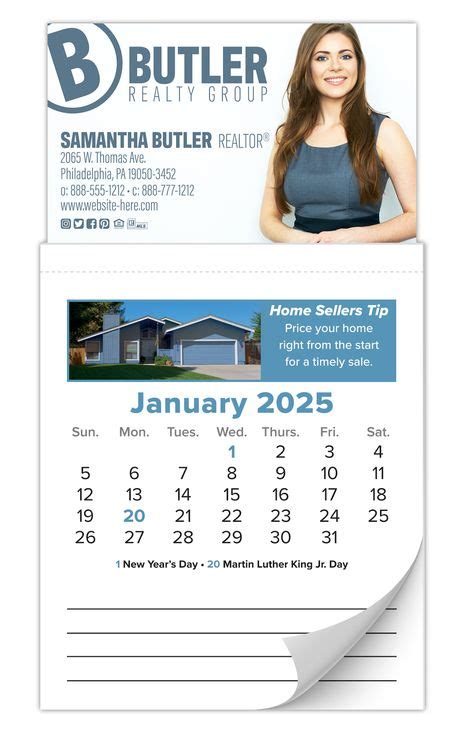 12 Month Tear Off Magna Cal Business Card Calendar Real Estate Jan