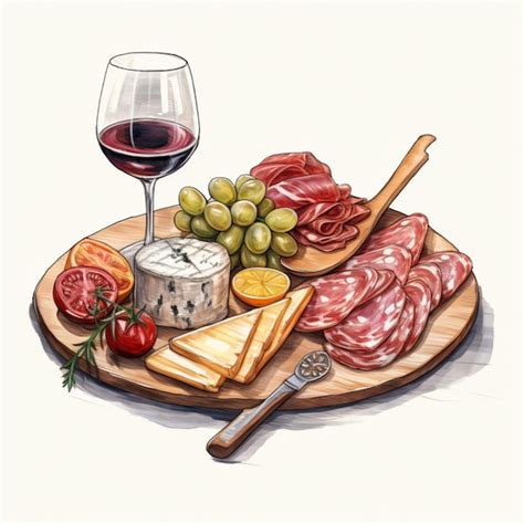 Premium Photo Charcuterie Board Illustration On White Background