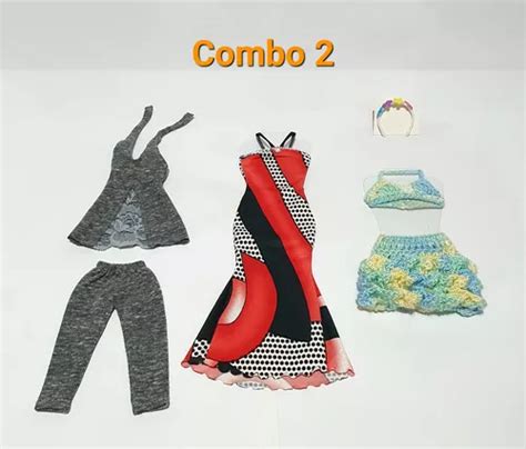 Ropa Para Mu Eca Barbi Artesanal Combo Pollera Con Top Y En Venta En