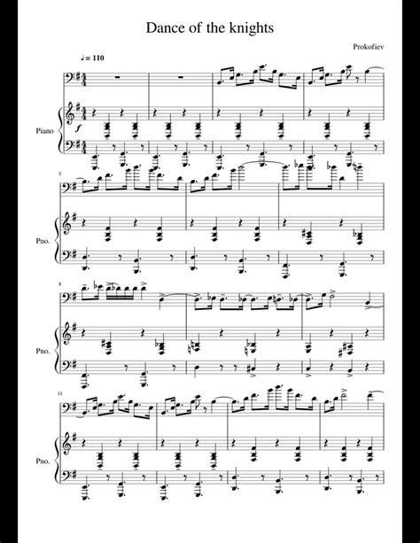 Prokofiev Dance Of The Knights Cello Piano Sheet Music For Piano Download Free In Pdf Or Midi