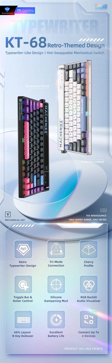 Machenike KT68 Tri Mode Rgb Mechanical Keyboard (White) - The Blisstronics
