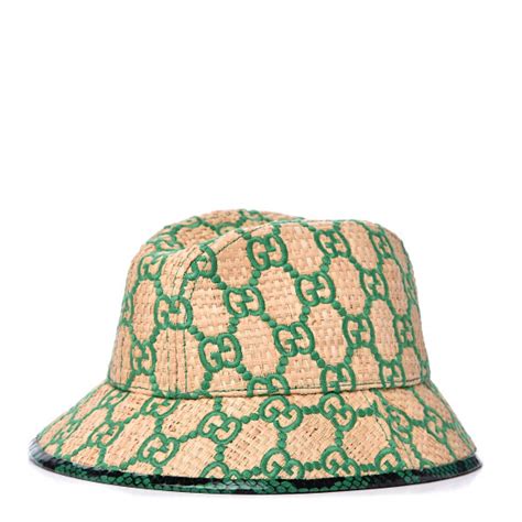 Gucci Raffia Elaphe Gg Monogram Embroidered Fedora Hat Xs Ivory New