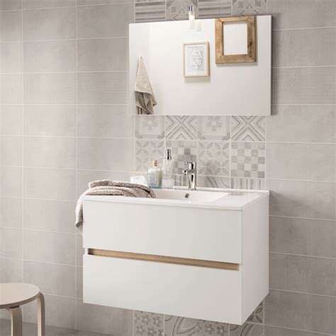 Meuble de salle de bain à suspendre Tempo blanc 80 cm