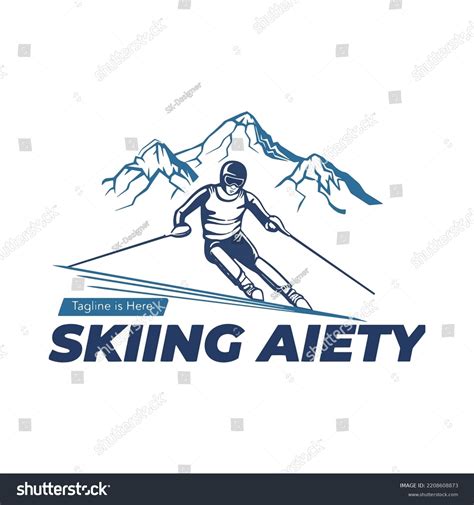 Skiing Stylized Vector Symbol Logo Emblem Stock Vector Royalty Free