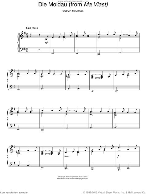 Smetana Die Moldau From Ma Vlast Sheet Music For Piano Solo