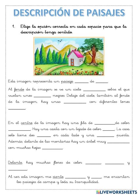 Descripción de Paisajes online worksheet Teaching Angela Inbox