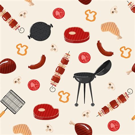 Premium Vector Grill Barbecue Seamless Pattern