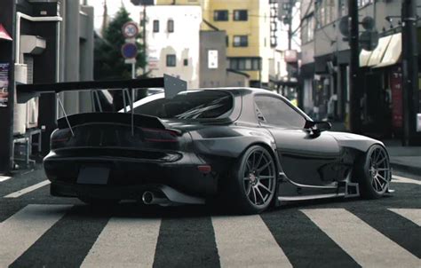 Wallpaper Auto, Black, Machine, Street, Mazda, RX-7, Rendering, Mazda rx7, Mazda RX-7, Transport ...