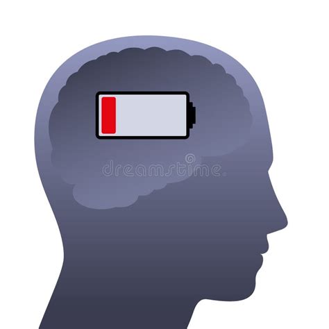 Human Brain Weak Battery Empty Head Stock Vector Illustration Of