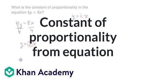 Constant Of Proportionality From Equation Youtube