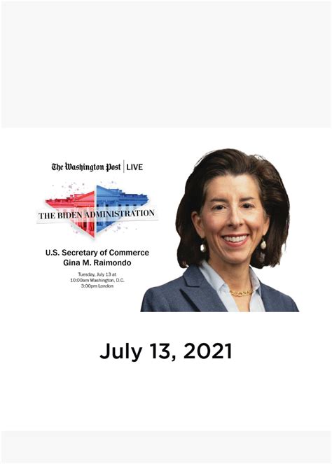 The Biden Administration Us Secretary Of Commerce Gina M Raimondo