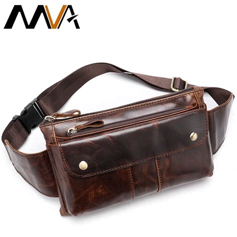 Mens Leather Waist Belt Hip Bag Pouch Bags For Men Genuine Leather