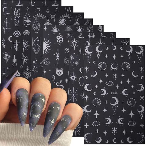 Amazon 12 Sheets Moon Stars Nail Art Stickers Horrifying Eyes Nail