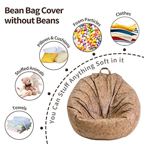 Hummse Bean Bag Chair Cover【with Inner Cover】 No Filler Plush Toys Storage Xxxl 47 X 39