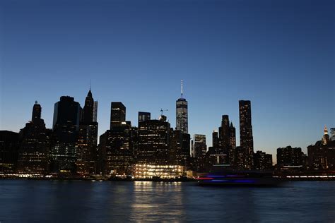 Wallpaper Lights City Cityscape Night Water Reflection Skyline