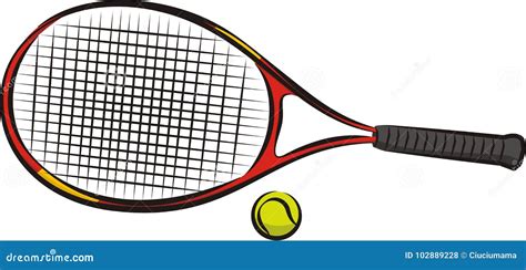 Tennis racket and ball stock vector. Illustration of recreation - 102889228