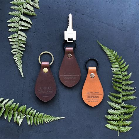 Personalized Leather Keychain Customized Keychain Custom Key Etsy Canada