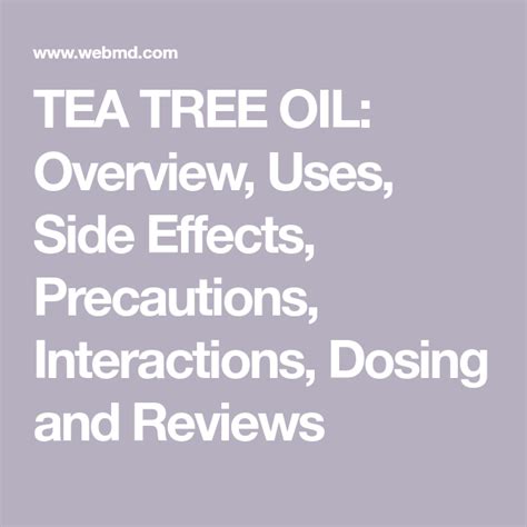 Tea Tree Oil: Uses, Side Effects, Precautions