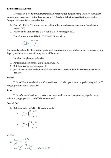 Contoh Soal Transformasi Linear