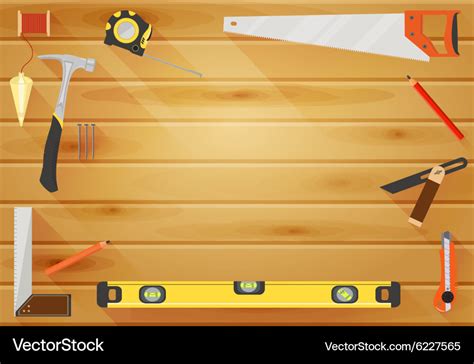 Carpenter tools flat background Royalty Free Vector Image