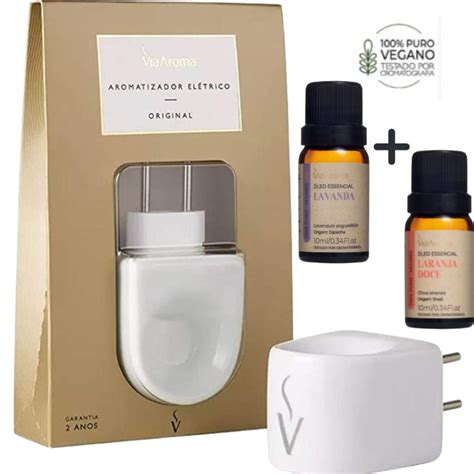 Kit Aromatizador Elétrico 2 Óleo Essenciais Via Aroma Elo7