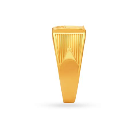 Broad Carved Gold Mens Finger Ring