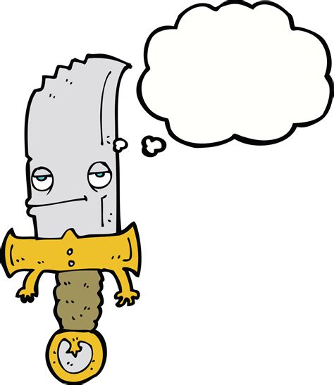 Knife Cartoon Character With Thought Bubble 45139291 Png