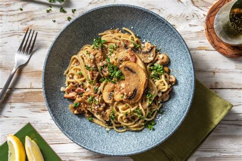 Spaghetti Aux Lardons Champignons La Cr Me Recette Hellofresh