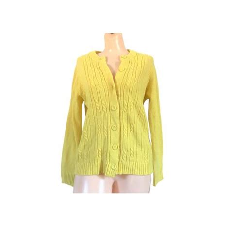 Vintage Yellow Cardigan Sweater Women S Size Medium Etsy Cardigan