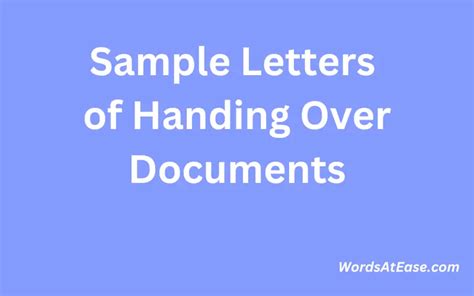 15 Sample Letters Of Handing Over Documents Handover Letter Template Sample Discover High