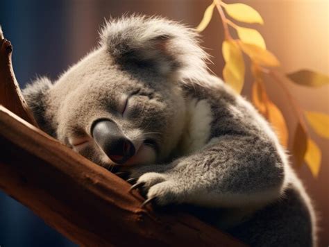 Un Koala Durmiendo En Una Rama De Eucalipto Foto Premium