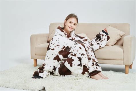 My Snuggy Large Seamless Cow Print Hoodie Blanket