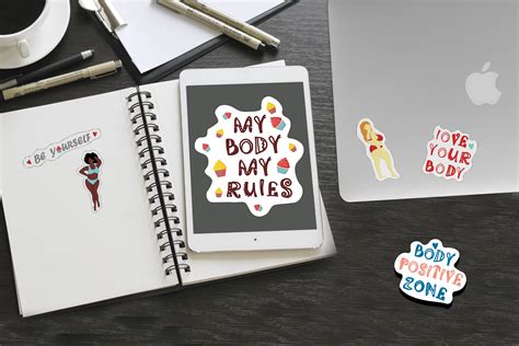 Body Positivity Sticker Bundle Motivational Sticker Bundle PNG By