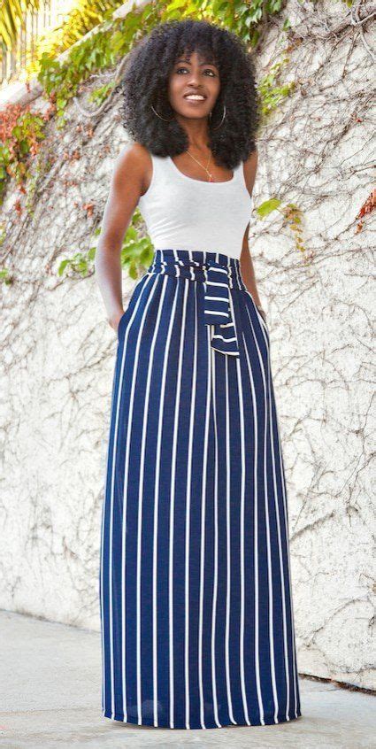 A Perfect Summer Combo White Tank Top Striped Maxi Skirt Striped Maxi