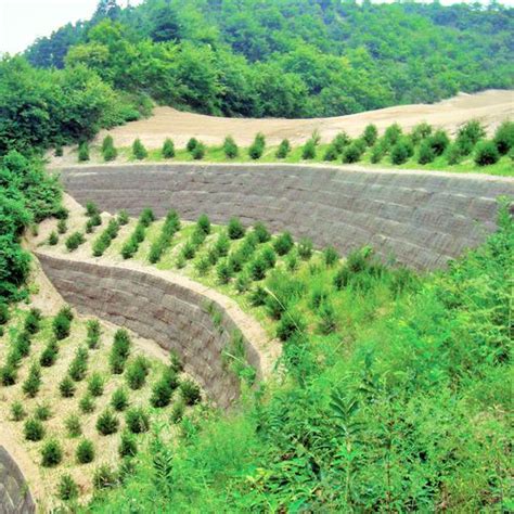 Stone Retaining Wall GREEN TERRAMESH Maccaferri Modular Road