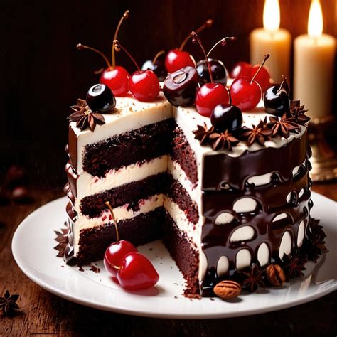 Premium Photo Black Forest Cake Traditional Popular Sweet Dessert Cake