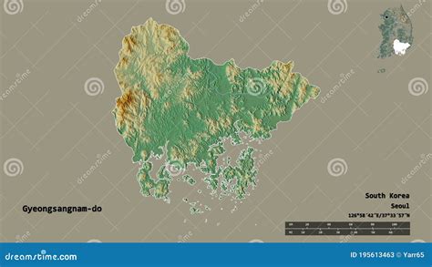 Gyeongsangnam-do, Province of South Korea, Zoomed. Relief Stock Illustration - Illustration of ...