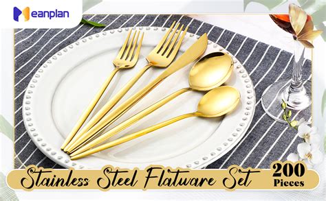 Amazon Pieces Gold Silverware Set Stainless Steel Flatware