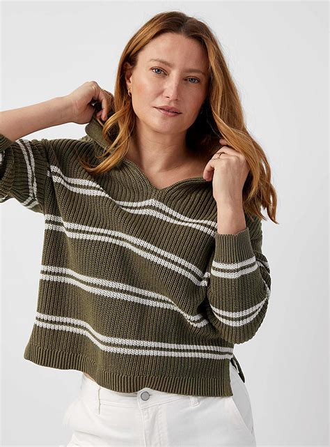 Double Striped Ribbed Sweater Contemporaine Shop Women S Sweaters And Cardigans Fall Winter