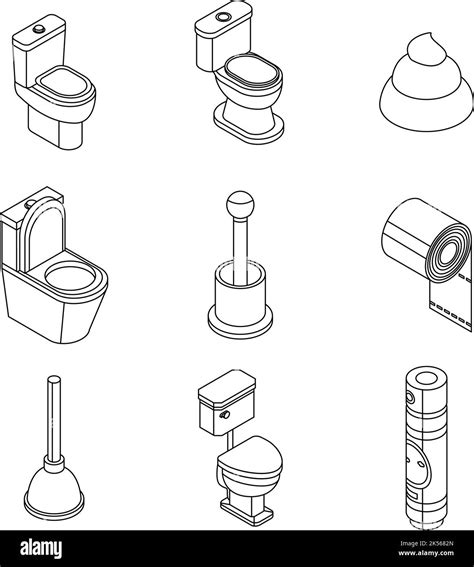 Toilet Bathroom Icon Set Isometric Set Of Toilet Bathroom Vector Icons