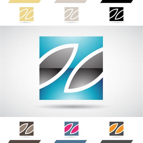 Icono De Logotipo Abstracto Brillante Azul Y Negro De Letra Cuadrada Z