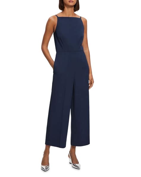 Theory Square Neck Sleeveless Cropped Jumpsuit In Blue Lyst