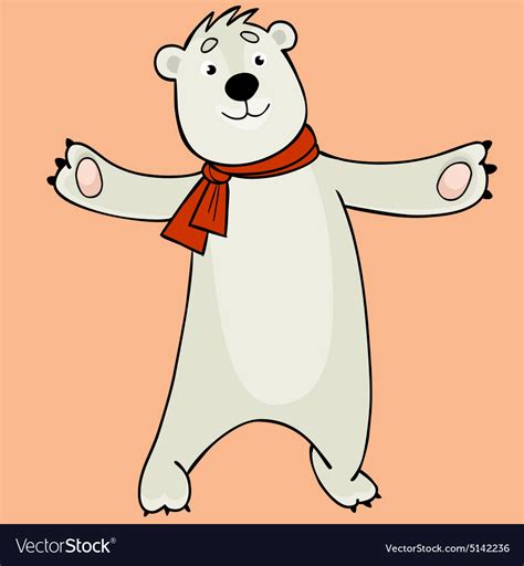 Cartoon Polar Bear Wearing A Scarf Royalty Free Vector Image