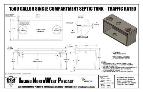 1500-Single-CompartmentSeptic-Tank-Traffic-Rated | Inland Northwest Precast