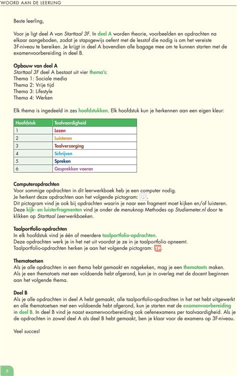 Starttaal F Leerwerkboek Deel A Complete Leerlijn Nederlands Voor