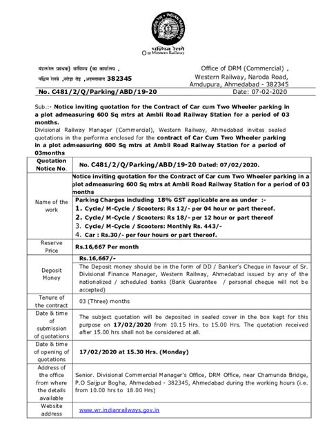 Fillable Online Wr Indianrailways Gov O O Fax Email Print Pdffiller