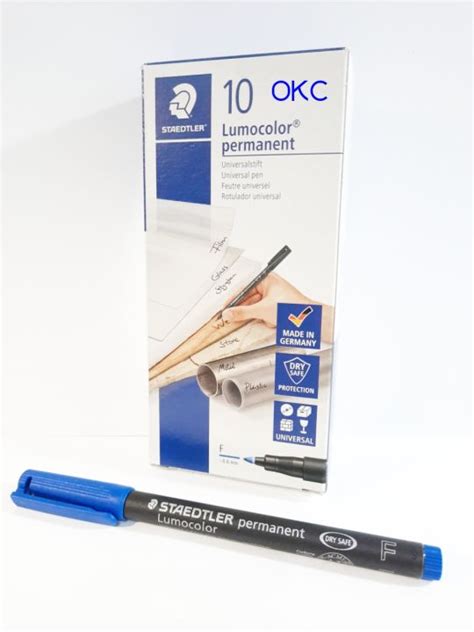 ปากกาเขียนแผ่นใส Staedtler ลบไม่ได้ หัว F กล่อง 10 ด้าม Th