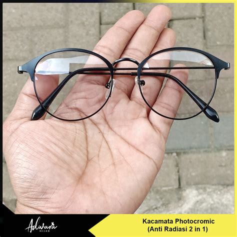 Jual Kacamata Wanita Photochromic Anti Radiasi Warna Frame Hitam Tanpa