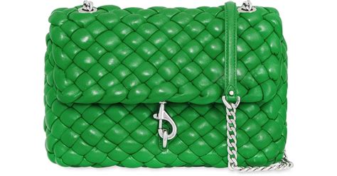 Rebecca Minkoff Edie Woven Leather Convertible Crossbody Bag In Green