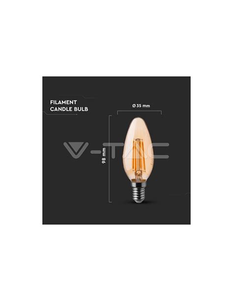 Bec LED 4W Filament E14 Amber Cover Lumâmare 2200K